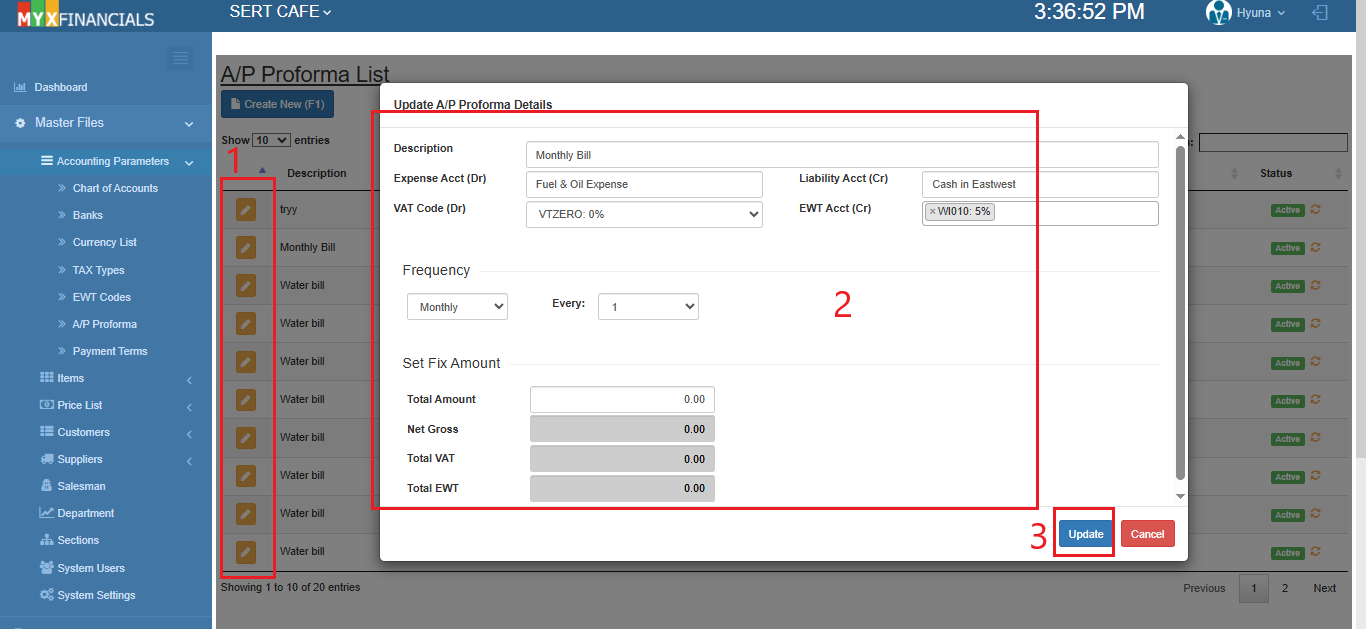 Navigating to AP Proforma