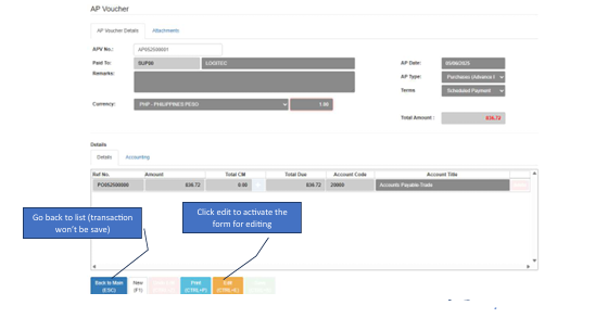 Navigating to AP Voucher