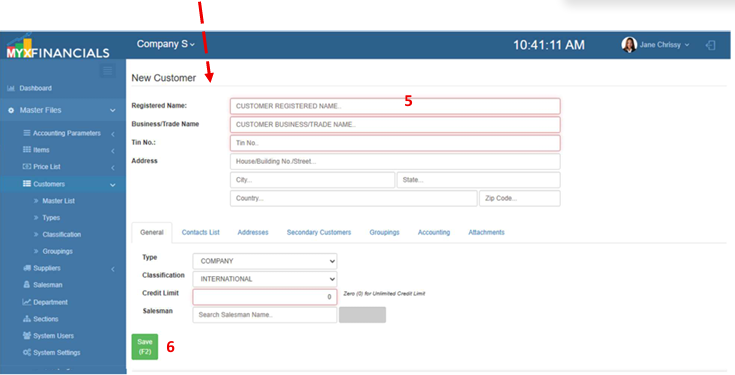 Navigating to Customer