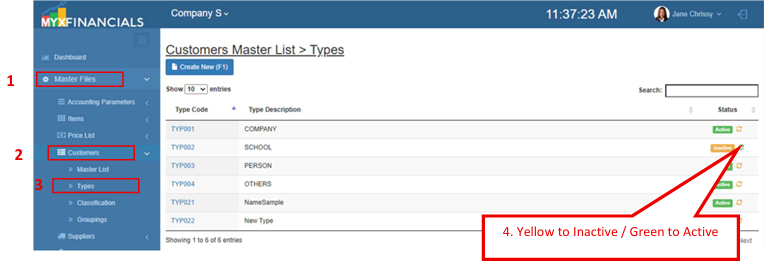 Navigating to Customer