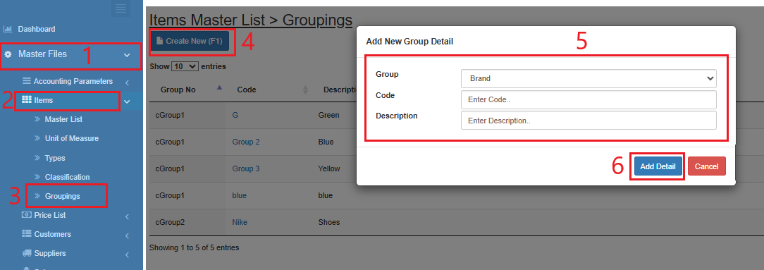 Navigating to Itemgroup