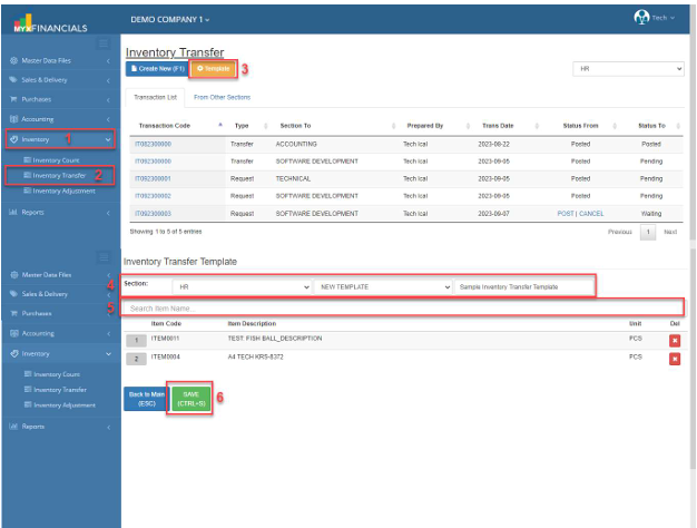 Navigating to Inventory Transfer