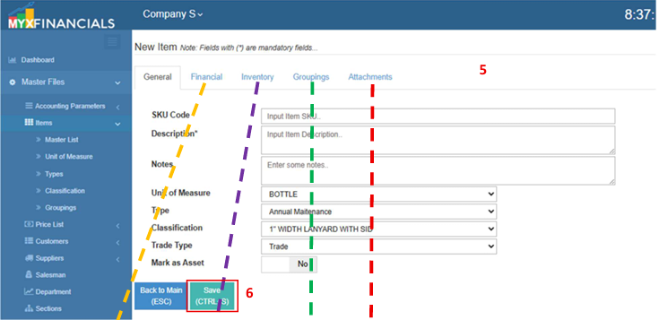 Create New Account Interface