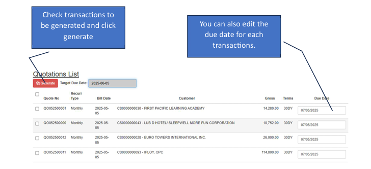 Navigating to Quotation