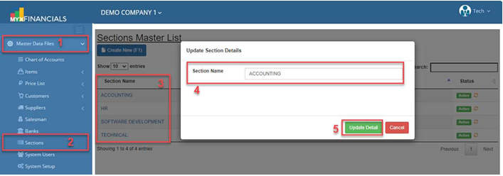 Navigating to Section