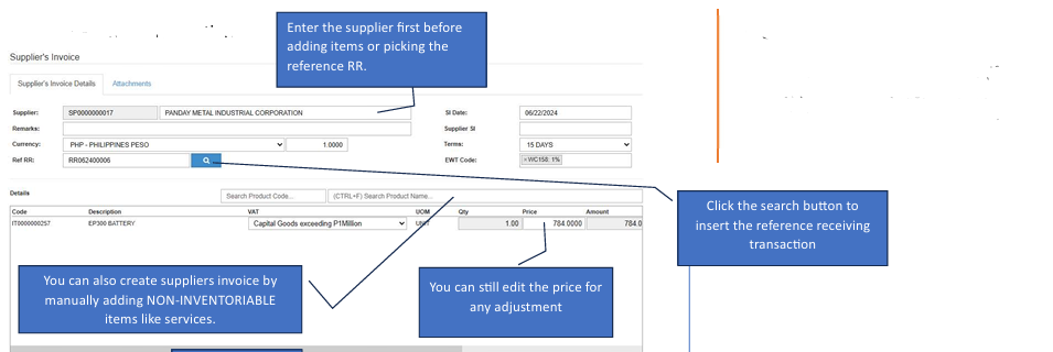 Navigating to SupplierInvoice