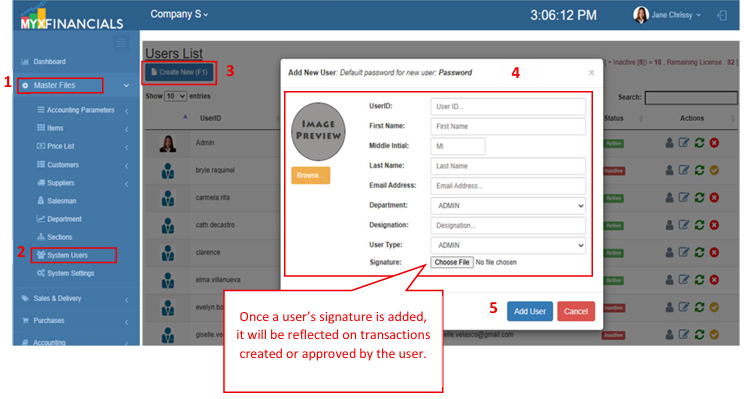 Navigating to System User